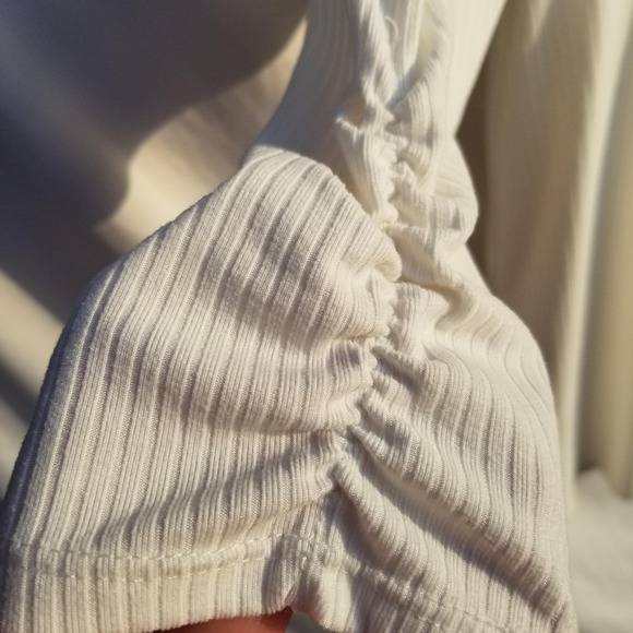 B Famous Ivory Ribbed Ruched Back Duster Cardigan Sweater 2X - Picture 5 of 8